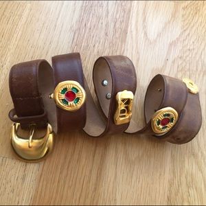Vintage Donna Karan brown embellished belt
